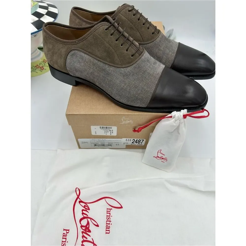 Men's Christian Louboutin,Greggo leather and fabric Oxford size 45 made in Italy